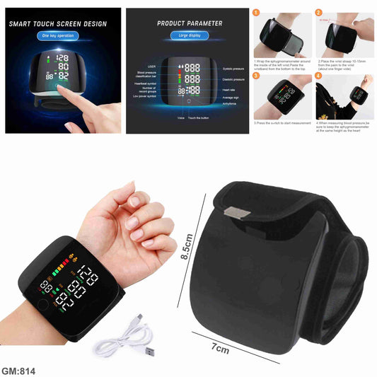 Digital Touch Screen Blood Pressure Monitor Wrist Voice Sphygmomanometer “814”